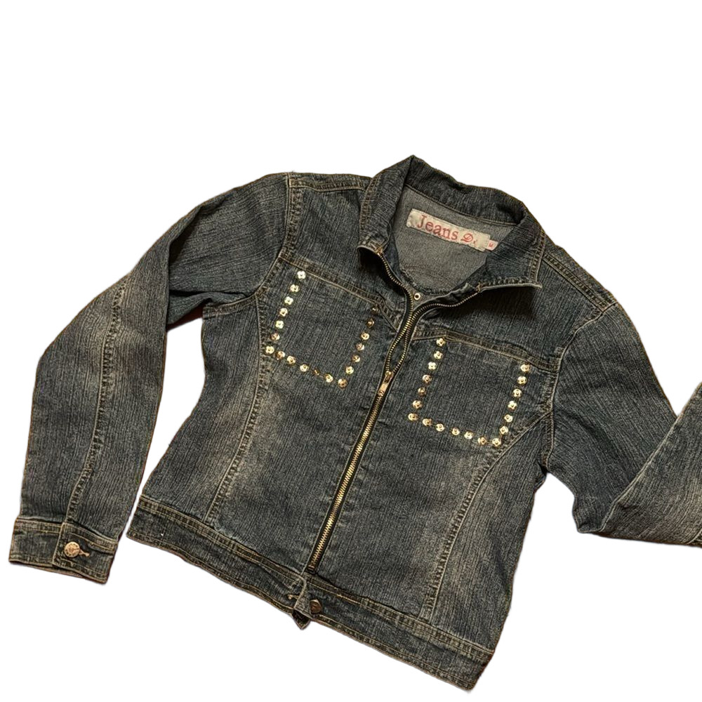 jeans d studded denim jacket